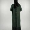 ⚡ Green Open Abayas – Slit-Patterned Long Knitwear Cardigan|18317 - Image 2