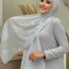 2049-1 Single-layer shimmering shawl, Brown - Image 4