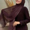 2049-1 Single-layer shimmering shawl, Brown - Image 2