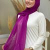 2049-1 Single-layer shimmering shawl, Brown - Image 6