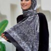 Patterned Cotton Scarf 2065 Khaki - Image 4