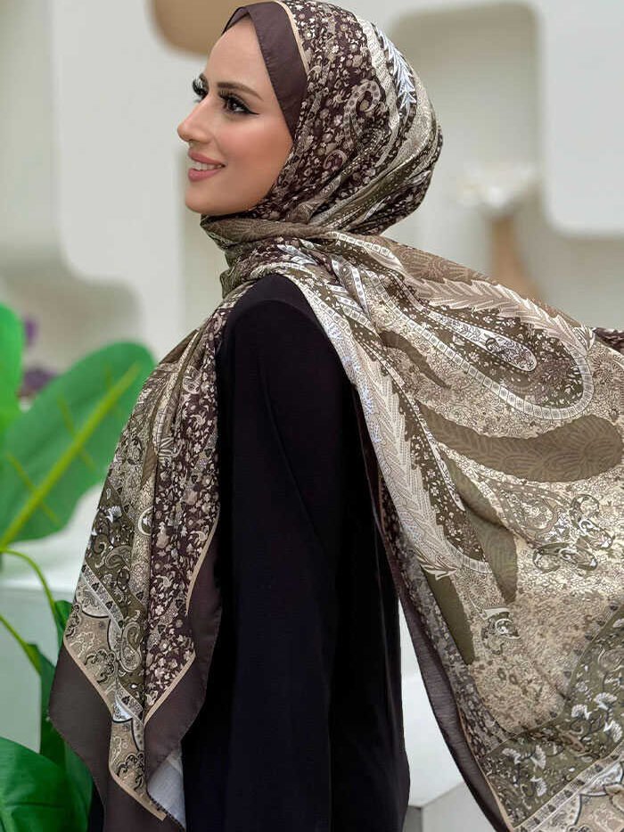 Alternative view of Patterned Cotton Scarf 2065 Khaki
