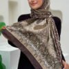 Patterned Cotton Scarf 2065 Khaki - Image 3
