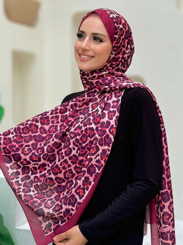 Leopard Print Scarf 2067 Burgundy
