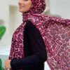 Leopard Print Scarf 2067 Burgundy - Image 2