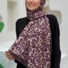 Leopard Print Scarf 2067 Burgundy - Image 4