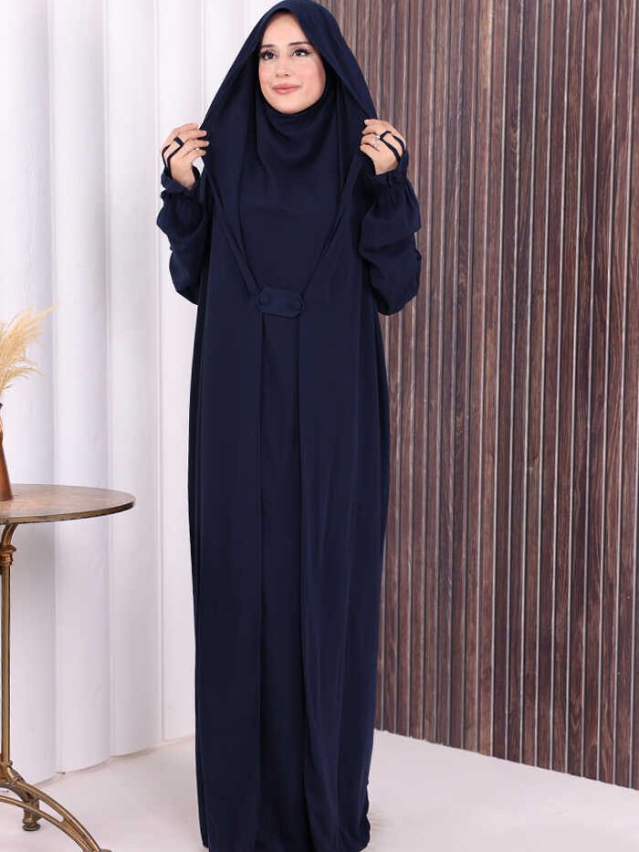 Self-Veiled Soufflé Jilbab 6032 Navy Blue