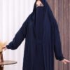 Self-Veiled Soufflé Jilbab 6032 Navy Blue - Image 6