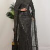 Stone Embellished Evening Dress Navy Blue - Image 9