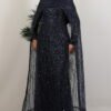 Embellished Evening Dress Navy Blue - Image 16