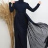 Tulle Evening Dress Navy Blue - Image 4