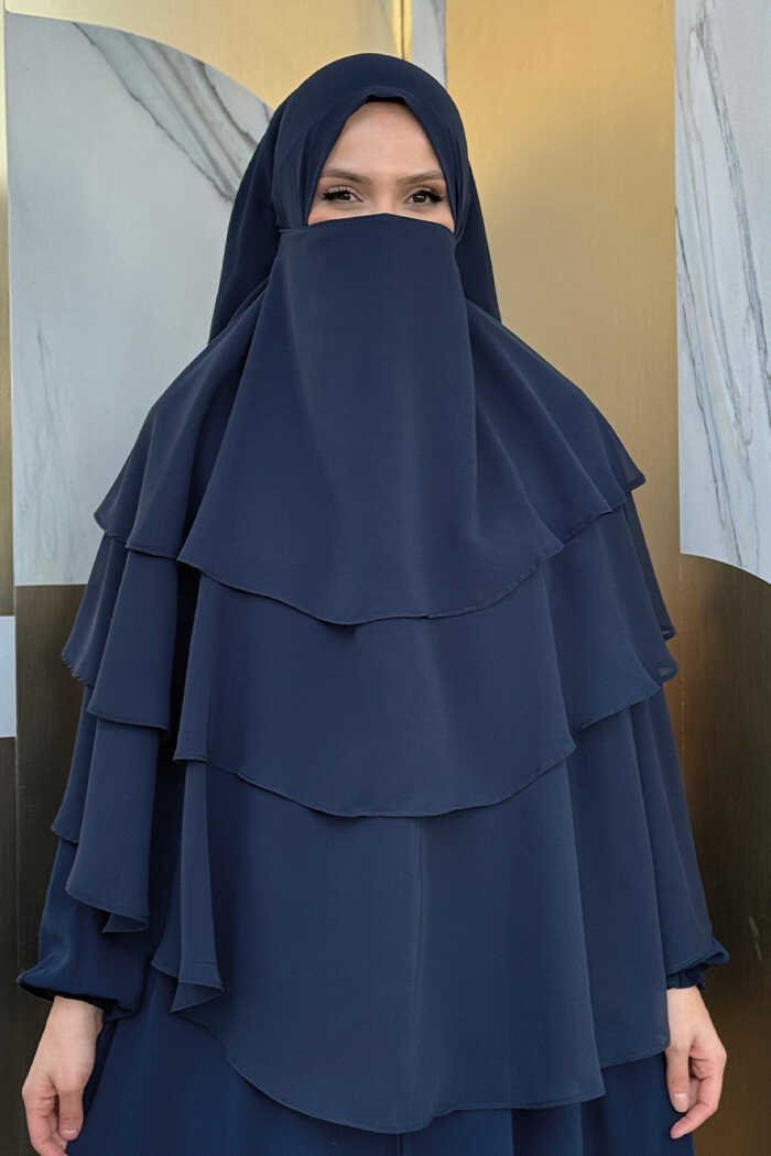Veiled 3-Layer Chiffon Soufflé Shawl 6012 Black 14 Veiled 3-Layer Chiffon Soufflé Shawl 6012 Black - Image 14