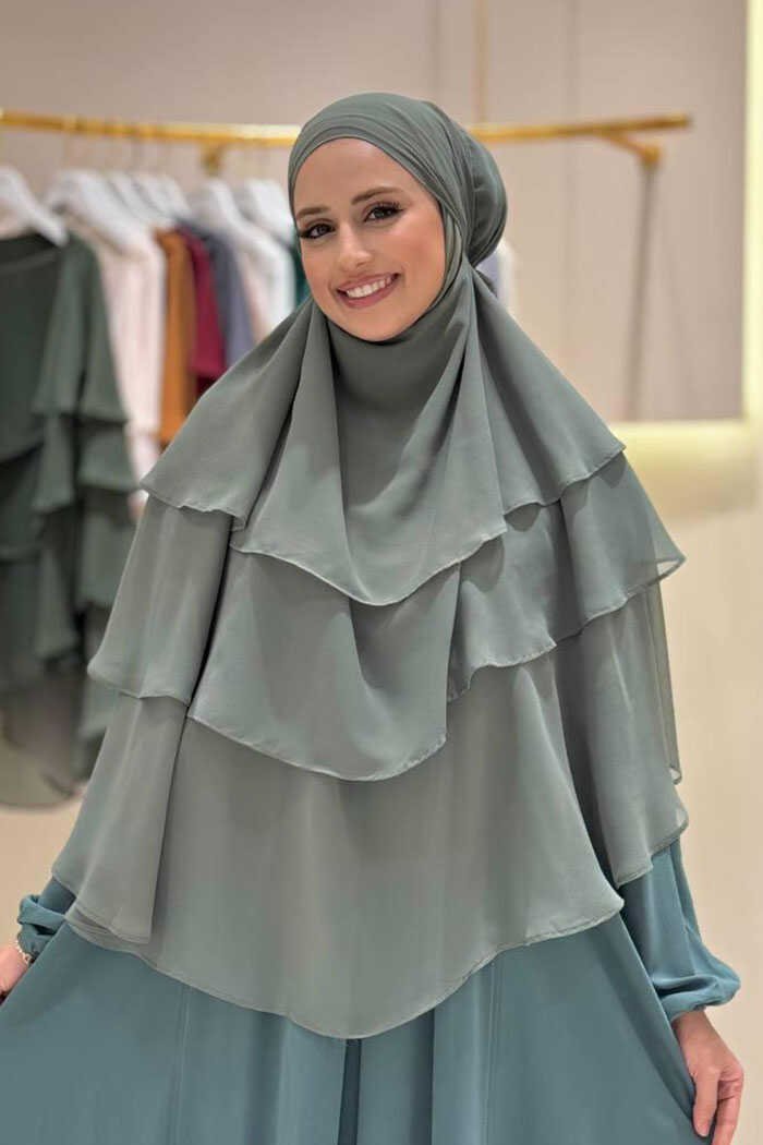 Veiled 3-Layer Chiffon Soufflé Shawl 6012 Black 16 Veiled 3-Layer Chiffon Soufflé Shawl 6012 Black - Image 16