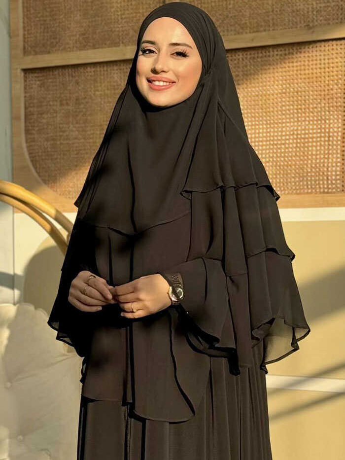 Alternative view of Veiled 3-Layer Chiffon Soufflé Shawl 6012 Black