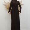 Gozde Cotton Dress Dark Brown - Image 2
