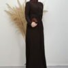 Gozde Cotton Dress Dark Brown - Image 3