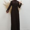 Gozde Cotton Dress Dark Brown - Image 4