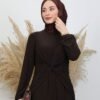 Gozde Cotton Dress Dark Brown - Image 5