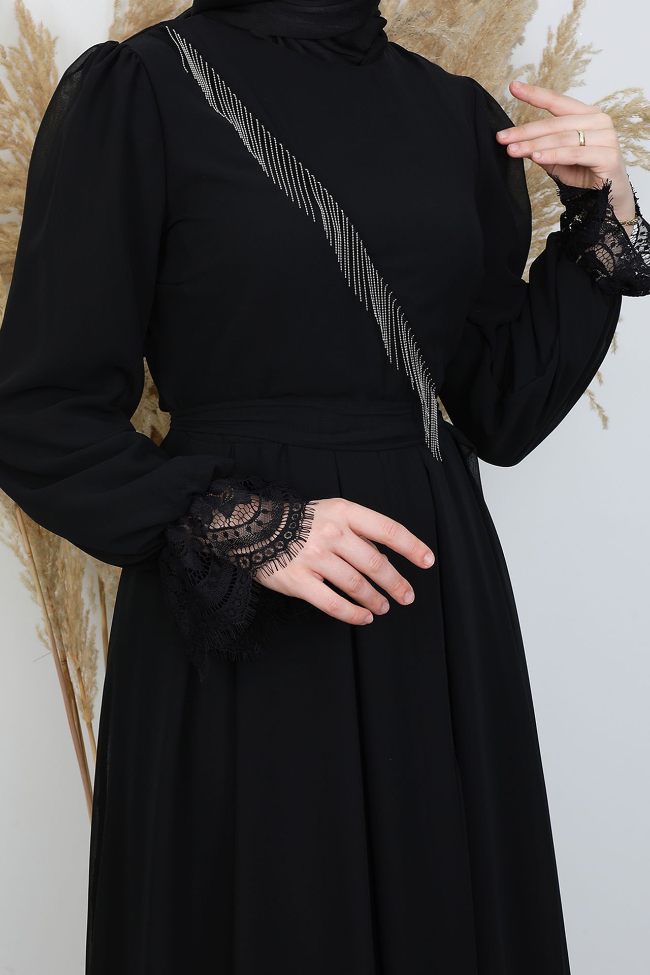 Silver Chain Detail Dress Black 2 Silver Chain Detail Dress Black - Image 2