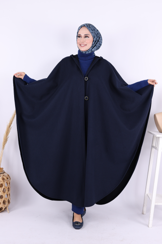 Cashmere Poncho 70037 Navy Blue