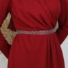 Belt Detail Dress Burgundy 10 Belt Detail Dress Burgundy - Image 2