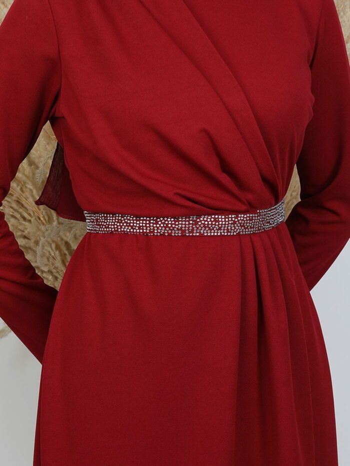 Alternative view of Belt Detail Dress Burgundy