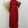 Belt Detail Dress Burgundy 11 Belt Detail Dress Burgundy - Image 3