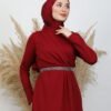 Belt Detail Dress Burgundy 13 Belt Detail Dress Burgundy - Image 5