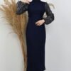 Sleeve Detai Dress Navy - Image 2