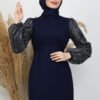 Sleeve Detai Dress Navy - Image 5