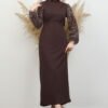 Sleeve Detail Star Dress Dark Brown - Image 2