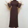 Sleeve Detail Star Dress Dark Brown - Image 3