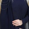 Stone Embellished Evening Dress Navy Blue - Image 2