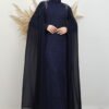 Stone Embellished Evening Dress Navy Blue - Image 3