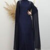 Stone Embellished Evening Dress Navy Blue - Image 4