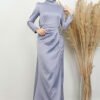 Satin Evening Dress Black - Image 6