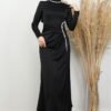 Satin Evening Dress Black