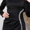 Satin Evening Dress Black - Image 2