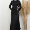 Satin Evening Dress Black - Image 3