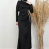 Satin Evening Dress Black - Image 4