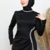 Satin Evening Dress Black - Image 5