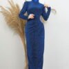 Embellished Evening Dress Navy Blue - Image 6