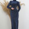 Embellished Evening Dress Navy Blue - Image 3