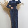Embellished Evening Dress Navy Blue - Image 4
