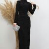 Embellished Evening Dress Navy Blue - Image 7