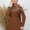 Stone Embellished Dress Light Mustard - Image 5