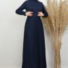 Button-Front Pleated Dress Emerald - Image 8