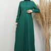 Button-Front Pleated Dress Emerald - Image 3