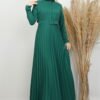 Button-Front Pleated Dress Emerald - Image 4