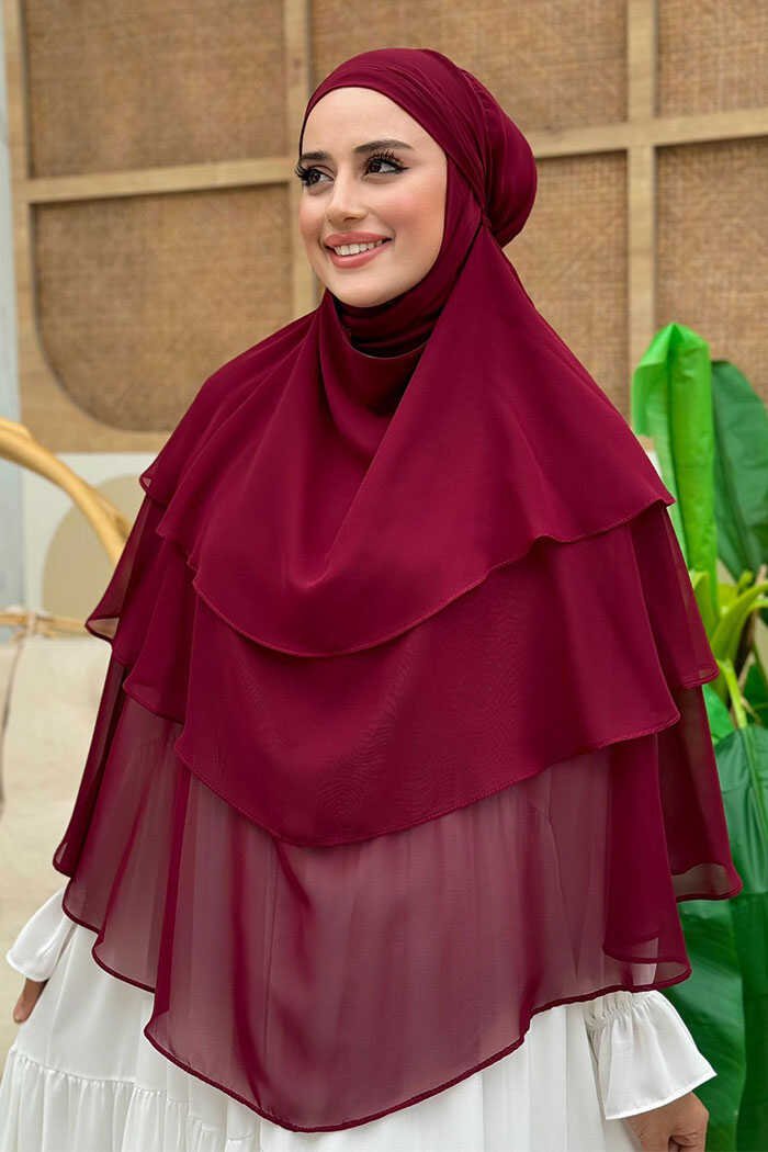 Veiled 3-Layer Chiffon Soufflé Shawl 6012 Black 3 Veiled 3-Layer Chiffon Soufflé Shawl 6012 Black - Image 3